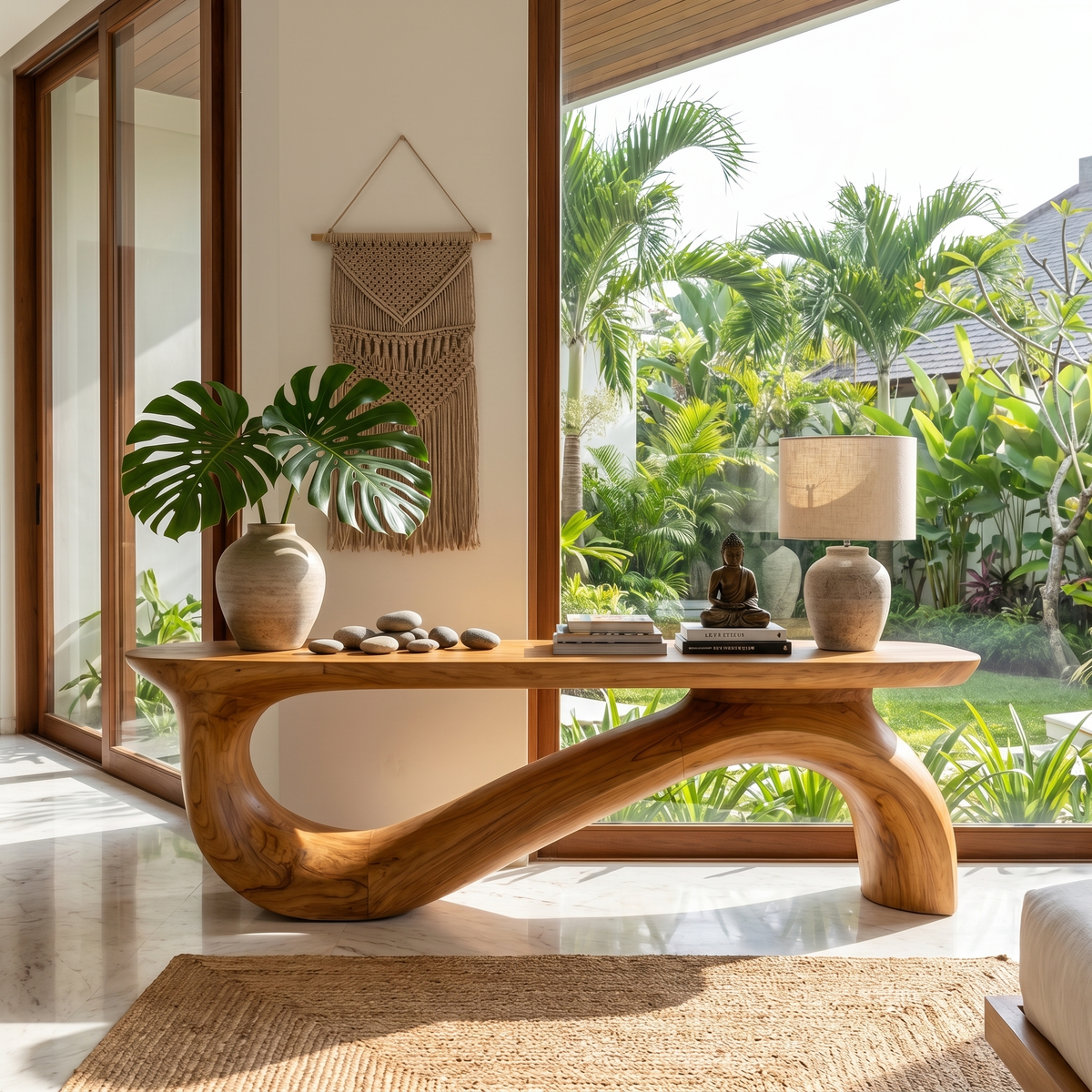 Modern Sculptural Console Table For Living Room And Entryway - view 5 of 8