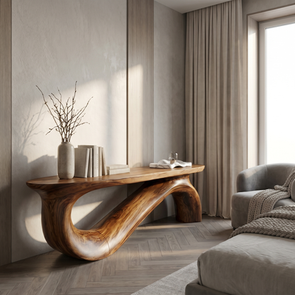 Modern Sculptural Console Table For Living Room And Entryway - view 3 of 8
