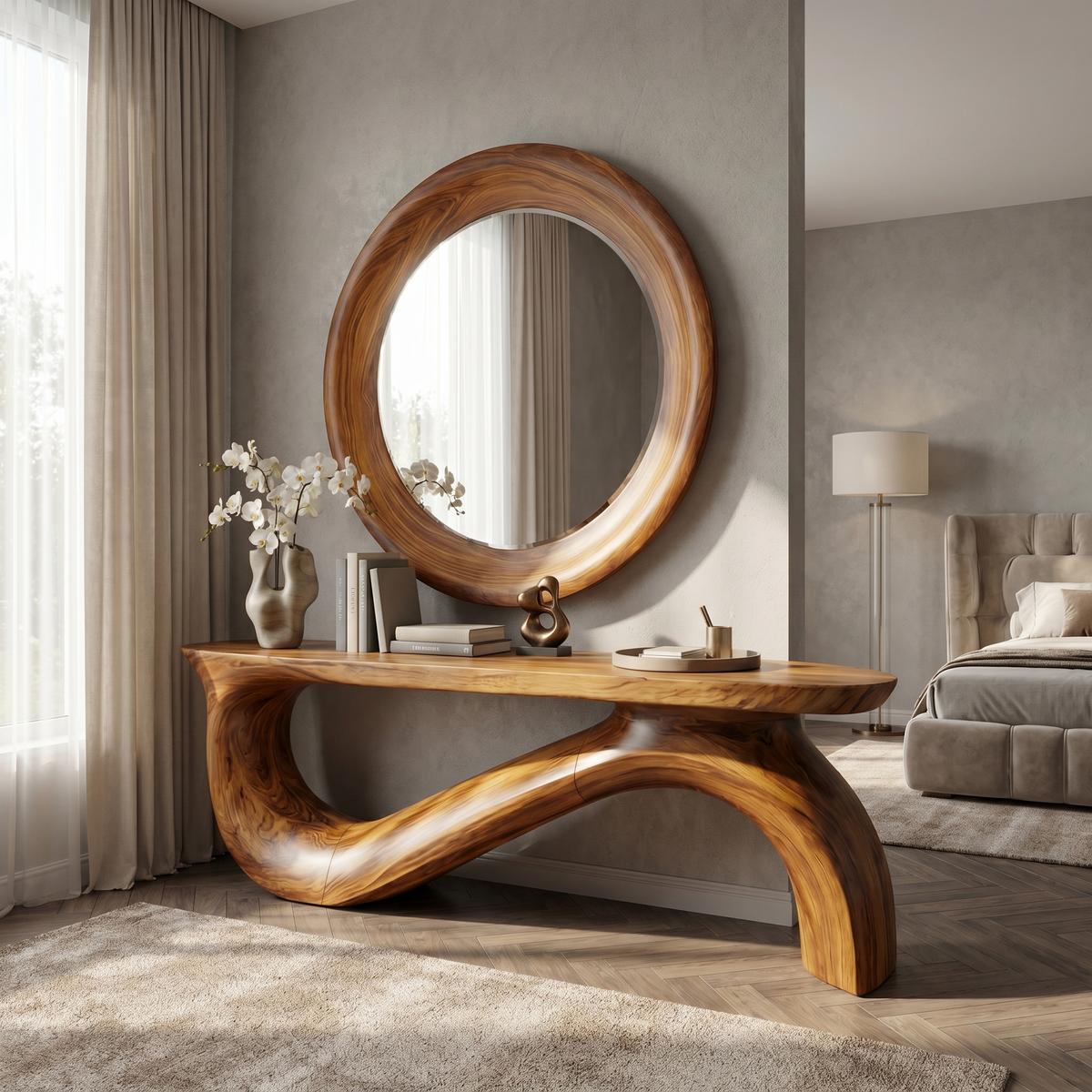 Modern Sculptural Console Table For Living Room And Entryway - view 6 of 8