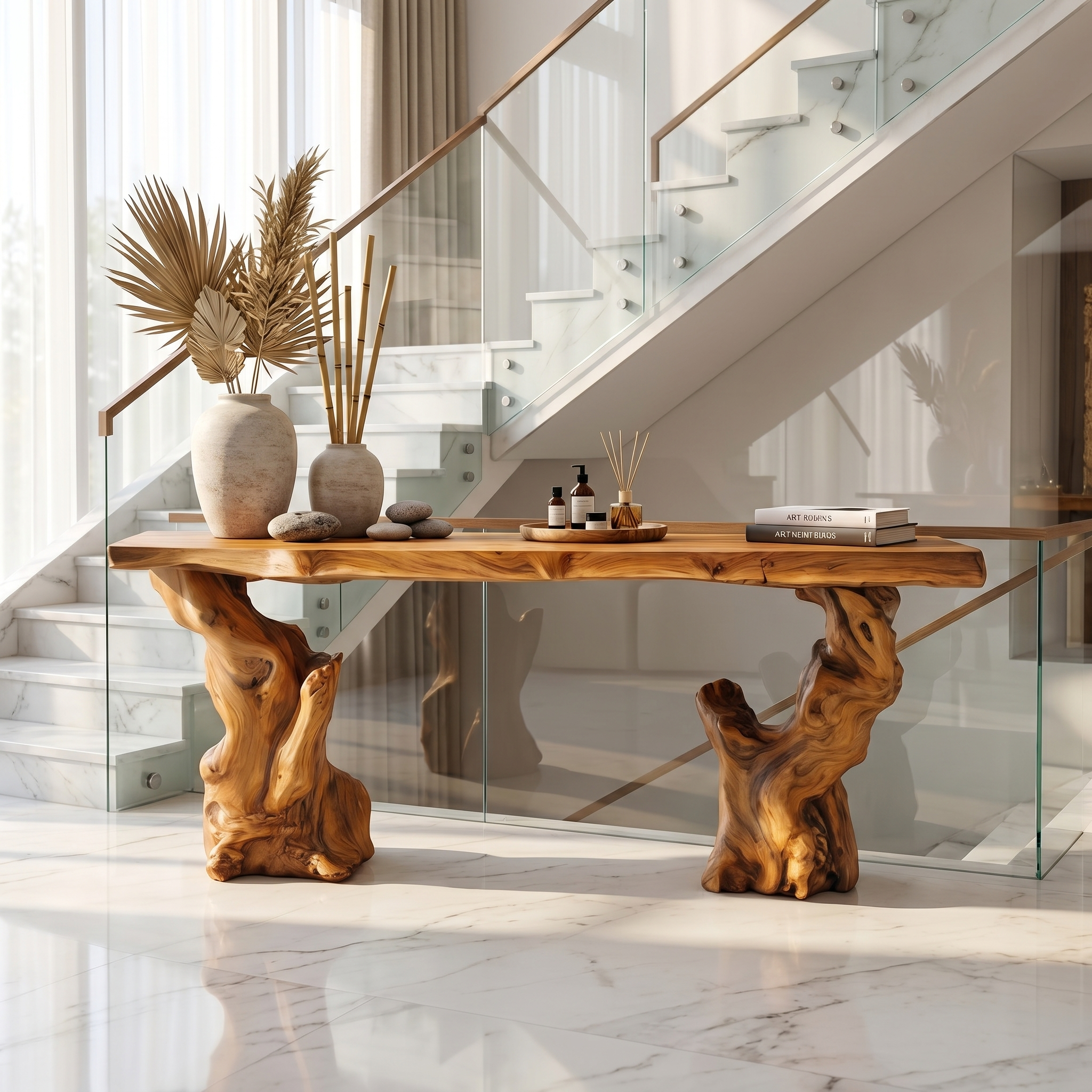 Mid Century Console Table Sculptural Wave Base Studio Apartment - view 5 of 8