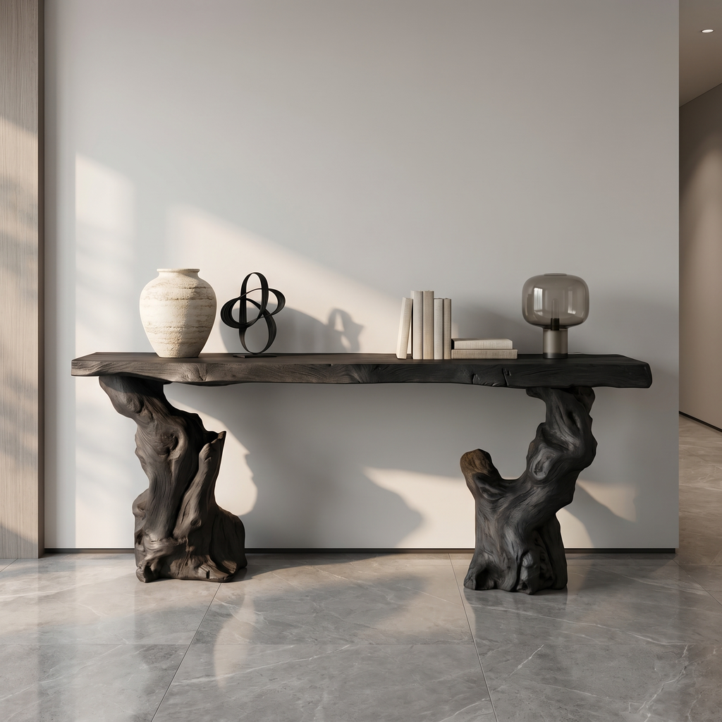 Mid Century Console Table Sculptural Wave Base Studio Apartment - view 4 of 8