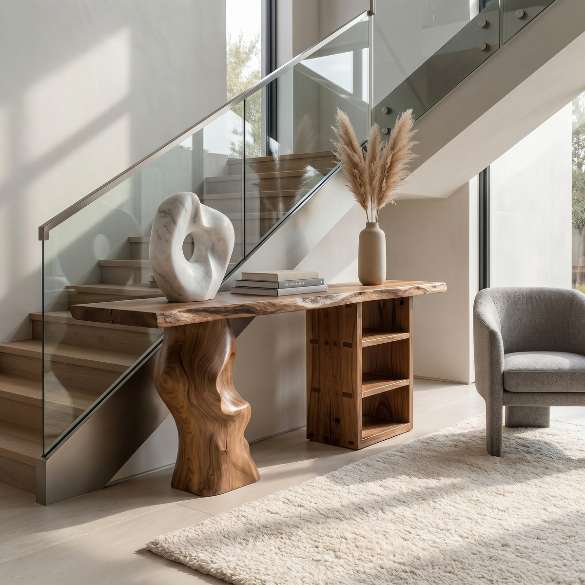 Japandi Organic Modern Console Table Living Room And Entryway - view 3 of 8