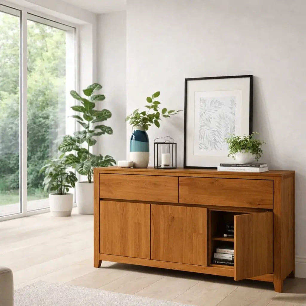 Modern Storage Console Table with Drawers & Doors - view 3 of 7
