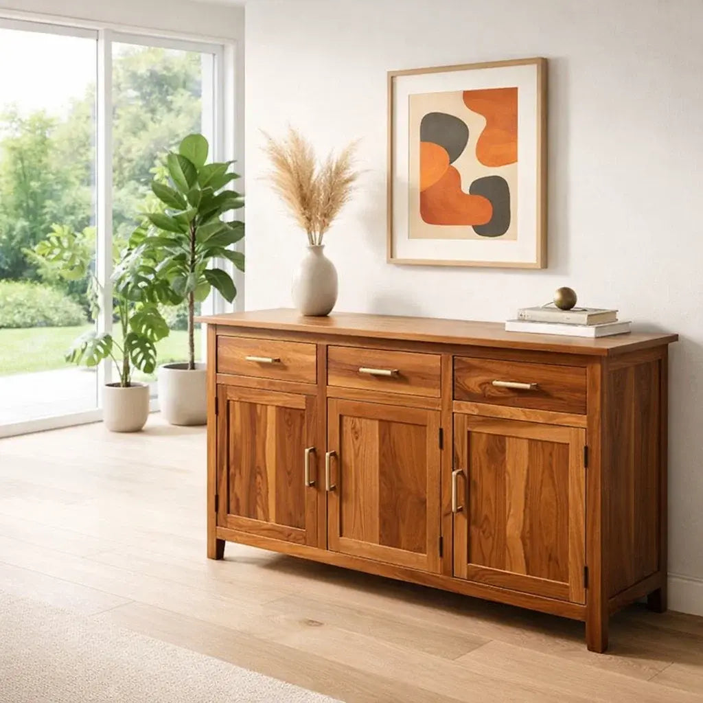 Modern Console Table with Drawers & Double Door Cabinets - view 3 of 7