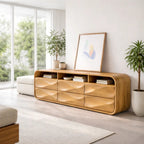Modern Console Table with Sculpted Drawers & Open Shelf - view 1 of 7