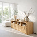 Modern Console Table with Carved Wave Drawers & Open Storage - view 1 of 7