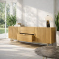 Modern Console Table with Fluted Doors & Center Drawer - view 1 of 7