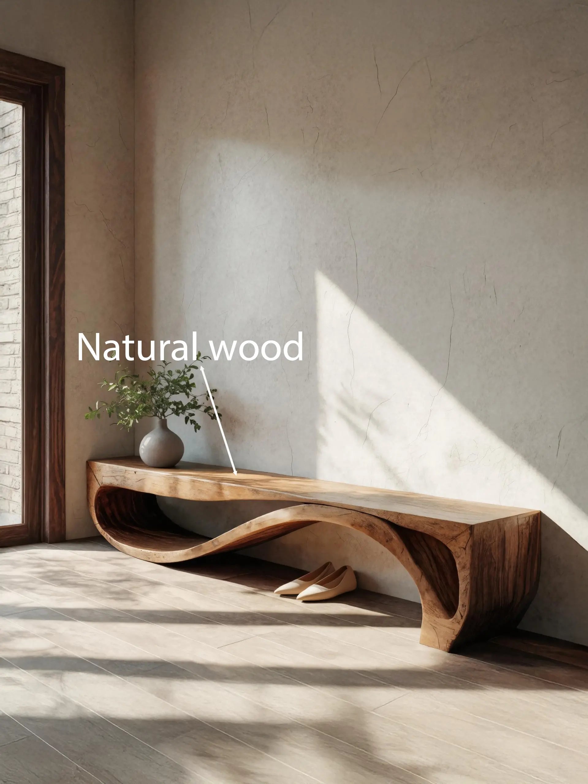 Sculptural Bench With Wave Design For Entryway - view 6 of 8