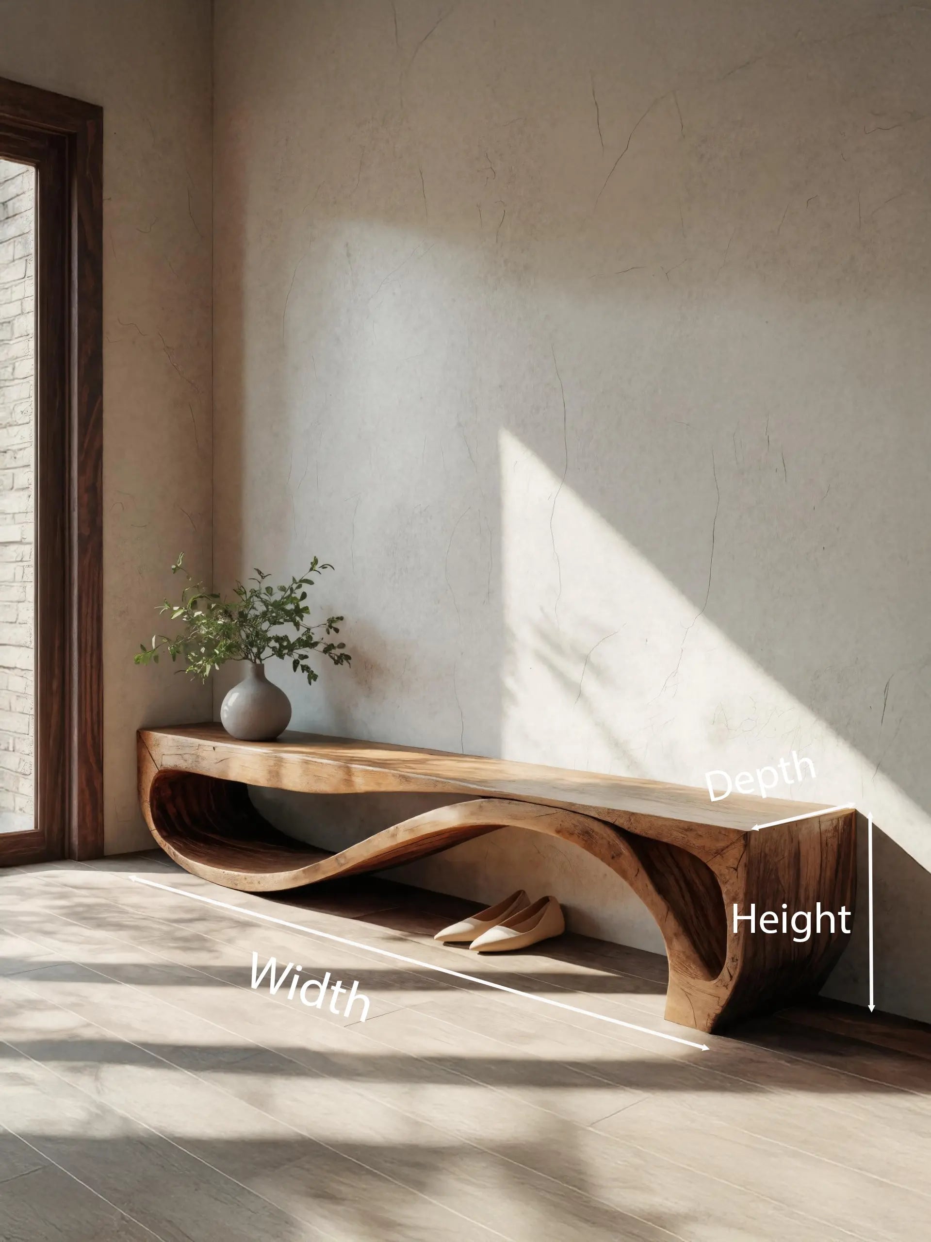 Sculptural Bench With Wave Design For Entryway - view 8 of 8