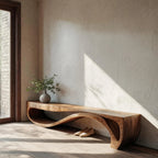 Sculptural Bench With Wave Design For Entryway - view 1 of 8