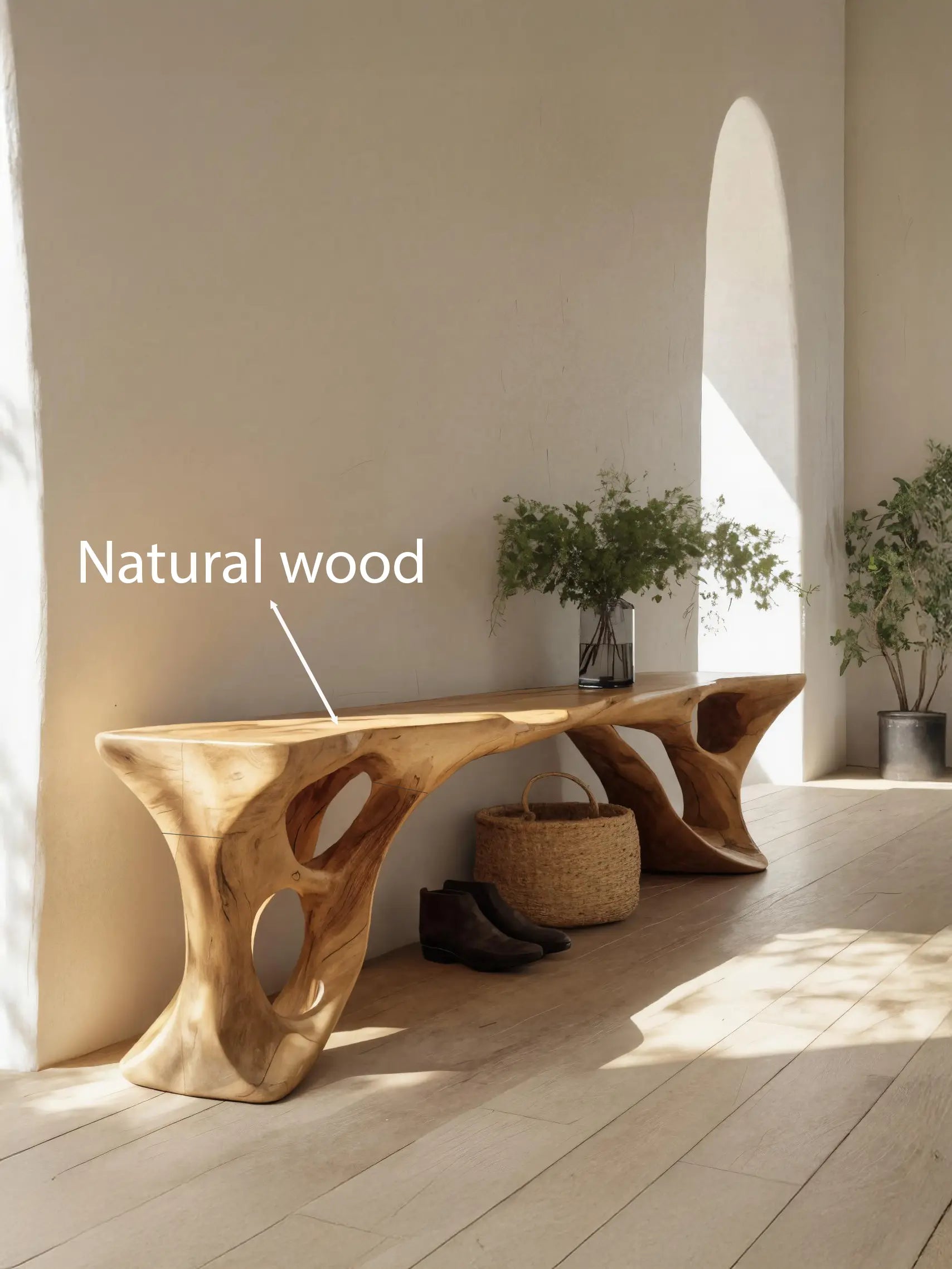 Sculptural Bench With Carved Design For Entryway - view 6 of 8