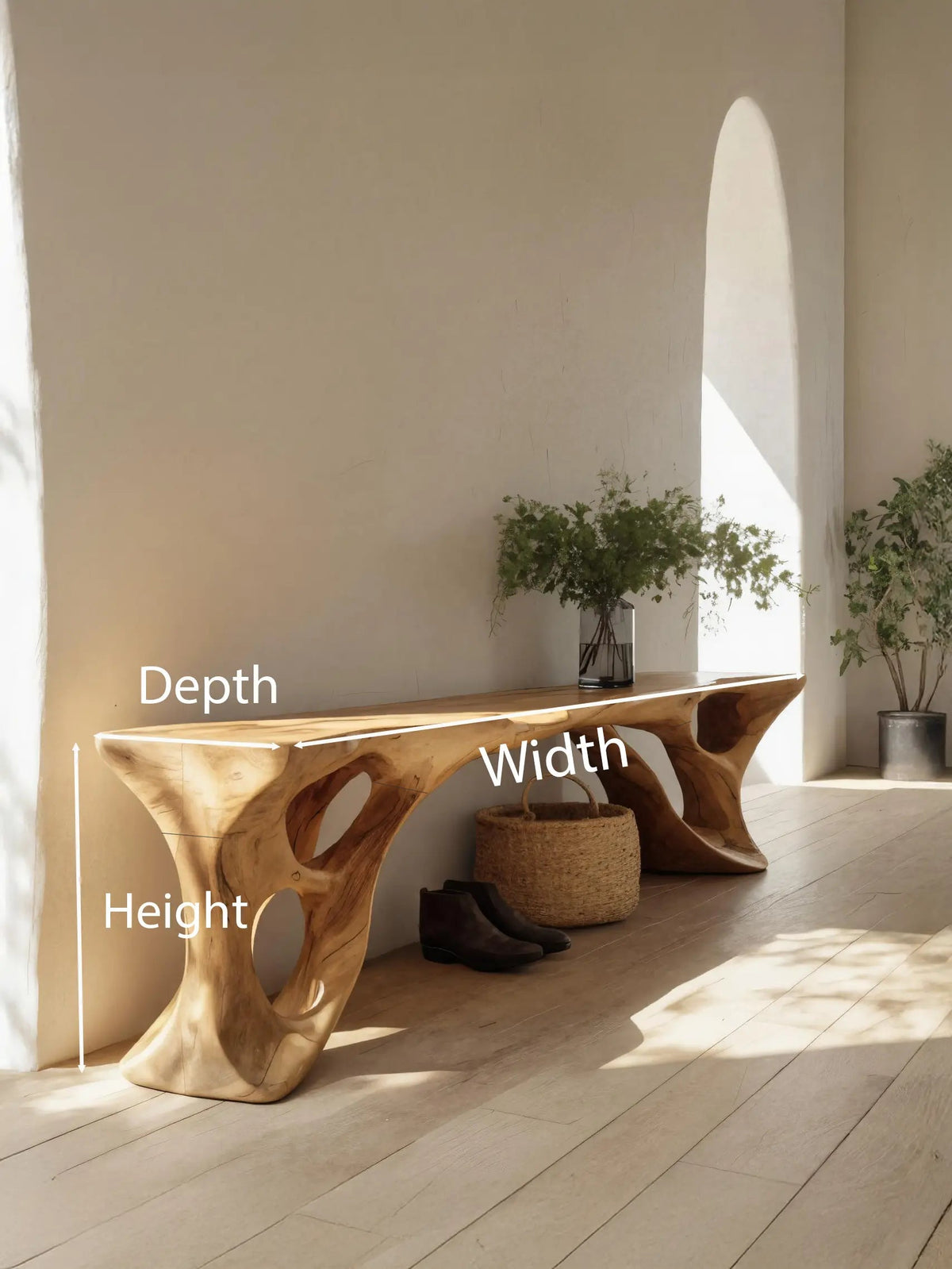 Sculptural Bench With Carved Design For Entryway - view 8 of 8