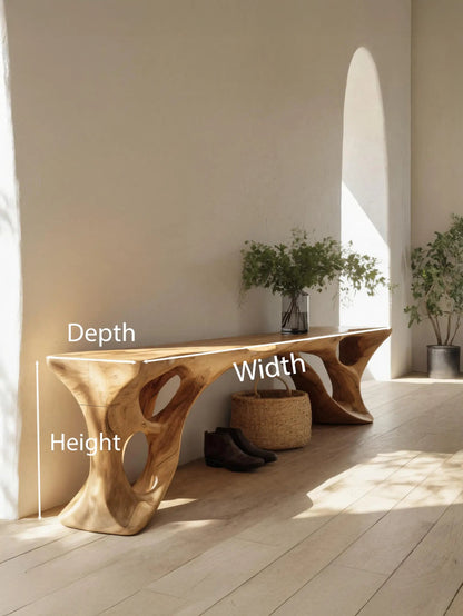 Sculptural Bench With Carved Design For Entryway - view 8 of 8