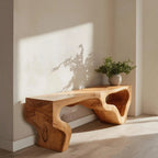 Sculptural Bench With Curved Carved Design For Entryway - view 1 of 8
