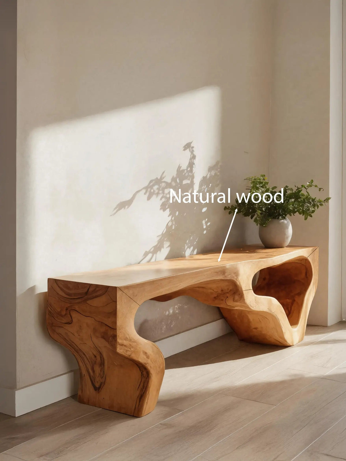 Sculptural Bench With Curved Carved Design For Entryway - view 6 of 8