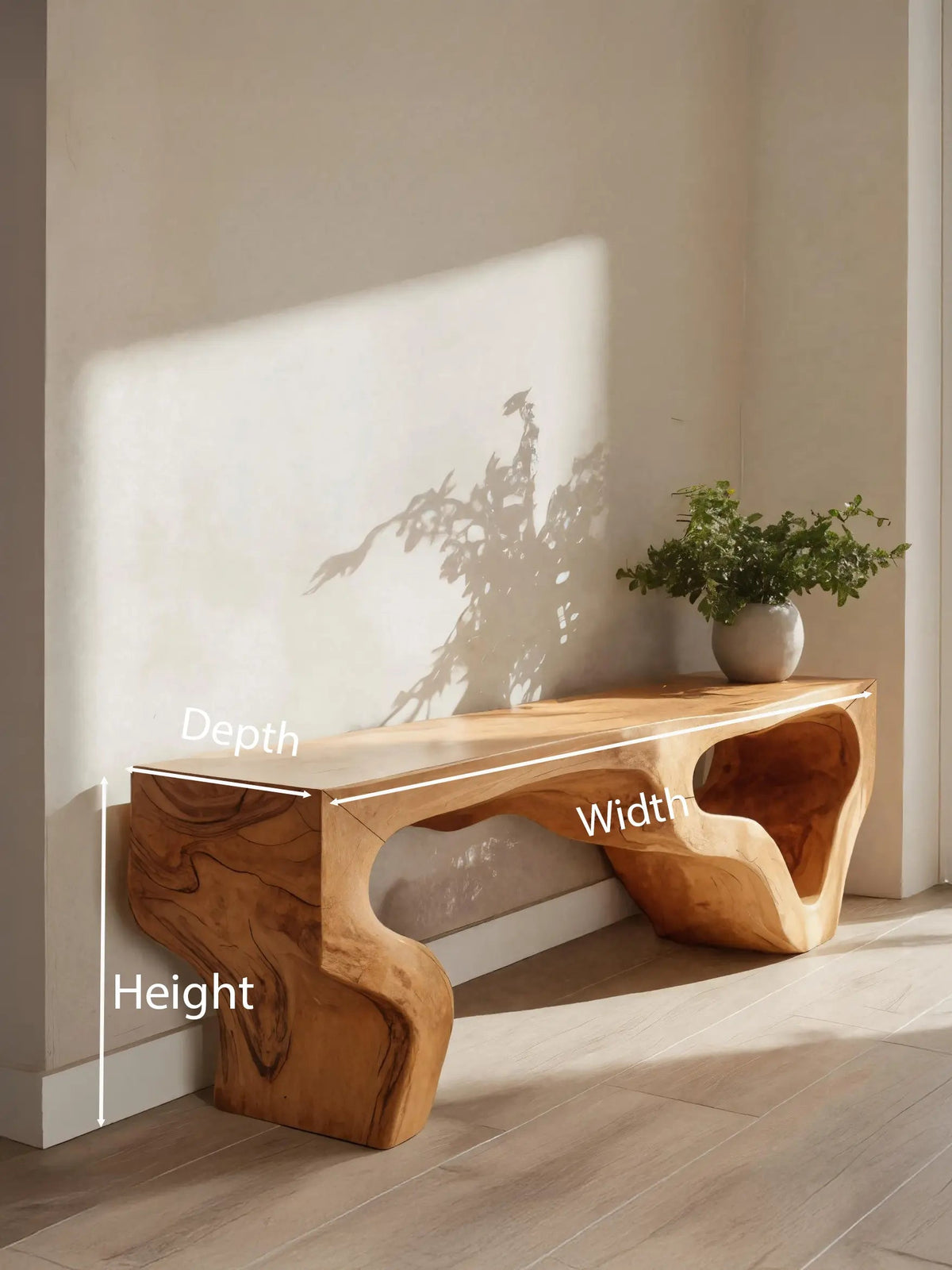 Sculptural Bench With Curved Carved Design For Entryway - view 8 of 8