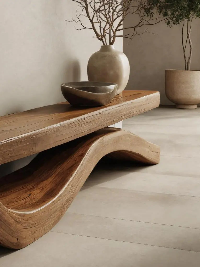 Modern Bench With Flowing Curved Base For Entryway - view 3 of 7