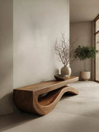Modern Bench With Flowing Curved Base For Entryway - view 1 of 7