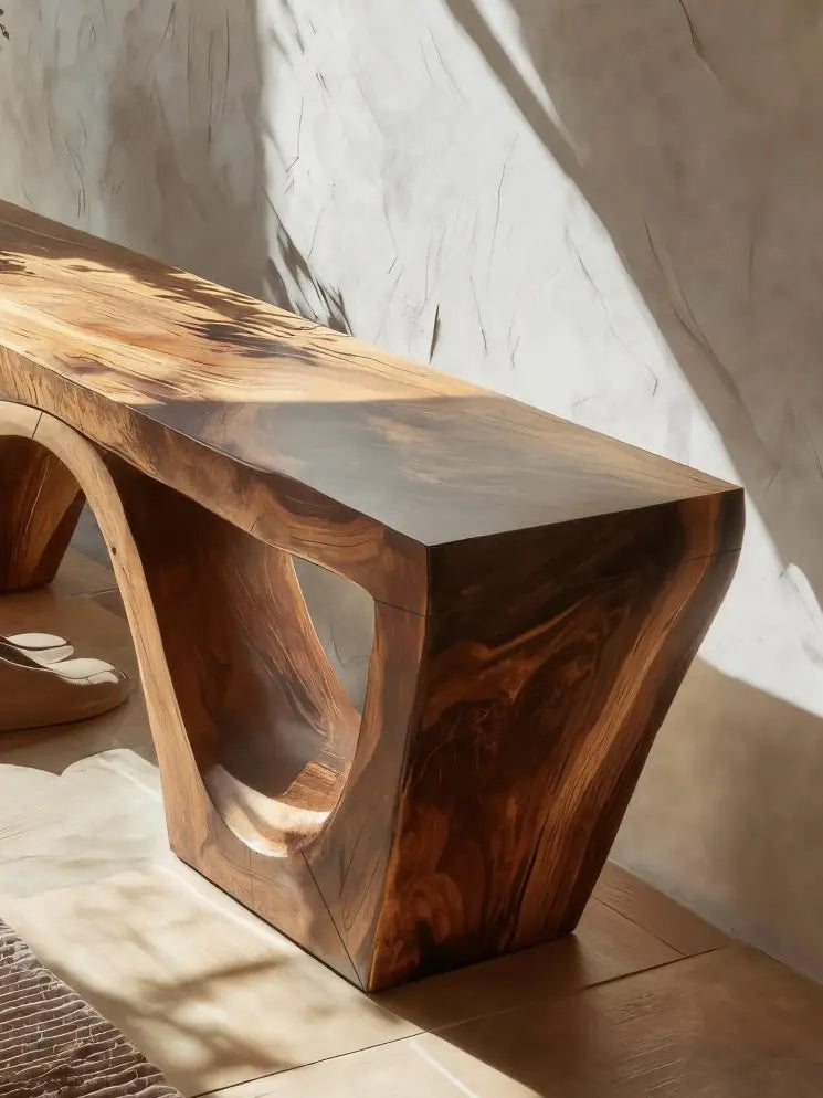 Modern Sculptural Bench With Organic Curves For Living Room - view 5 of 9