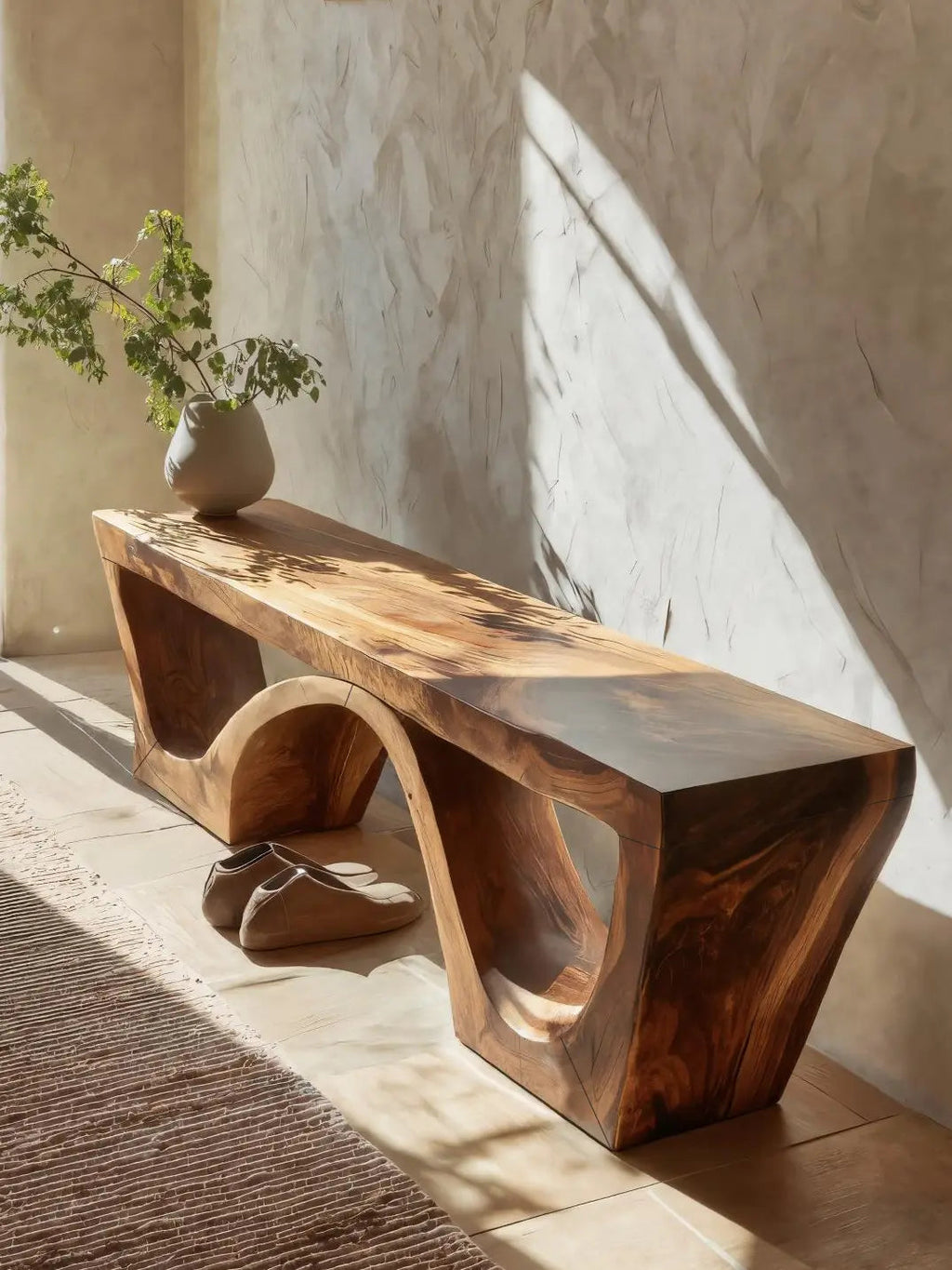 Modern Sculptural Bench With Organic Curves For Living Room - view 2 of 9