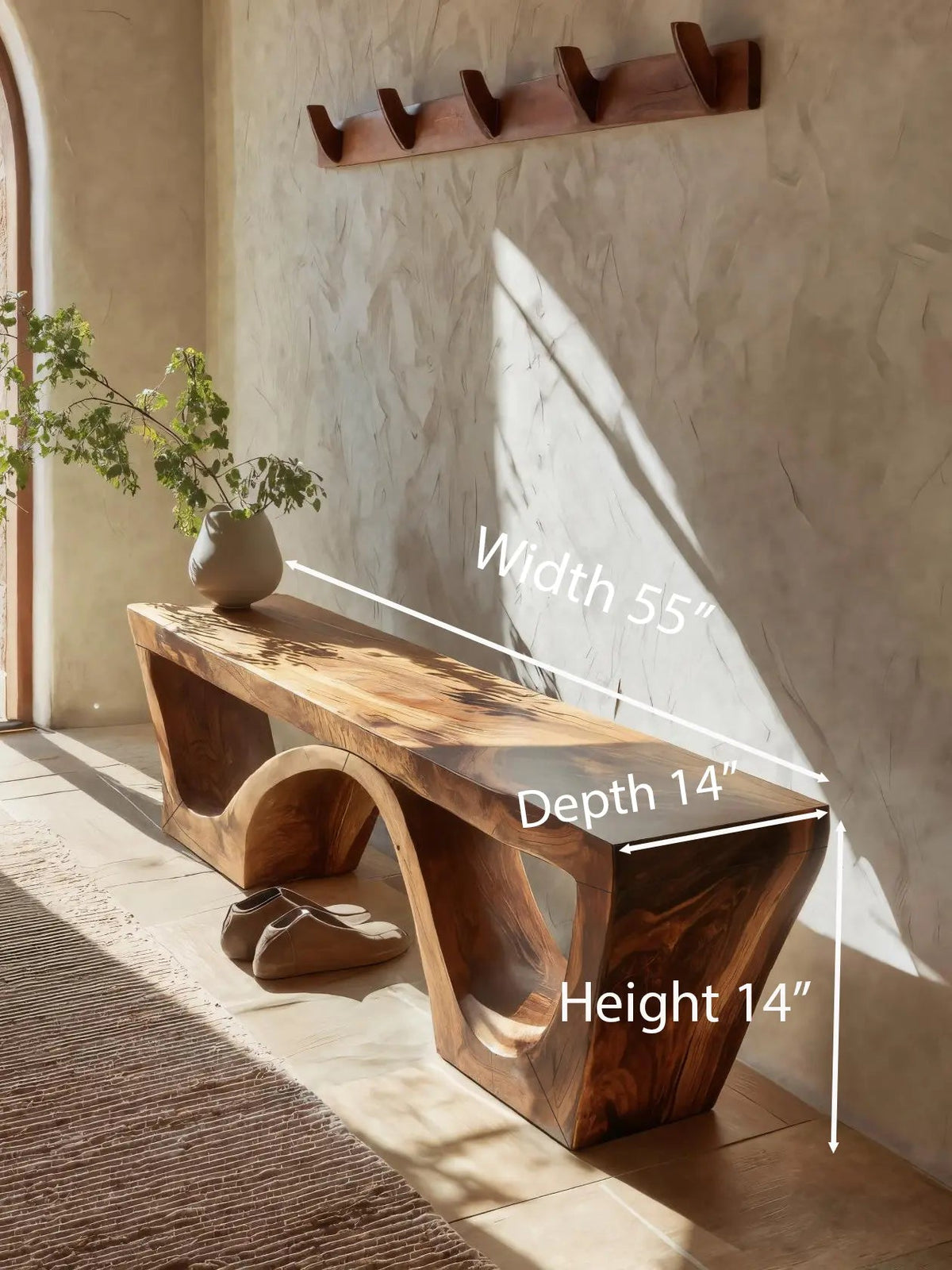 Modern Sculptural Bench With Organic Curves For Living Room - view 7 of 9