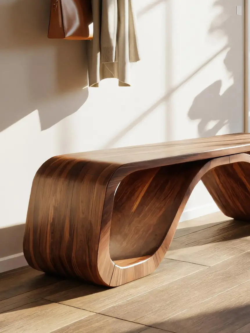 Modern Sculptural Bench With Curved Design For Hallway - view 4 of 8