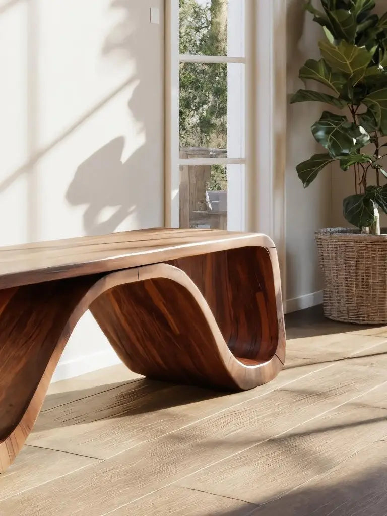 Modern Sculptural Bench With Curved Design For Hallway - view 5 of 8