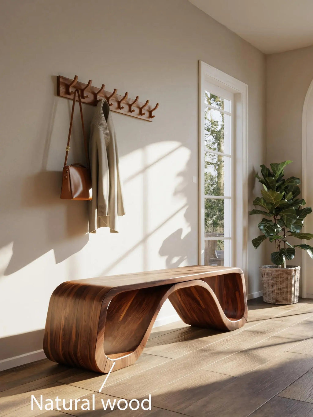Modern Sculptural Bench With Curved Design For Hallway - view 6 of 8