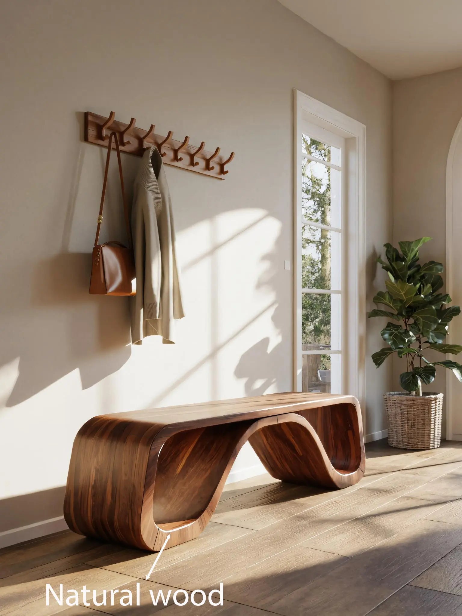 Modern Sculptural Bench With Curved Design For Hallway - view 6 of 8