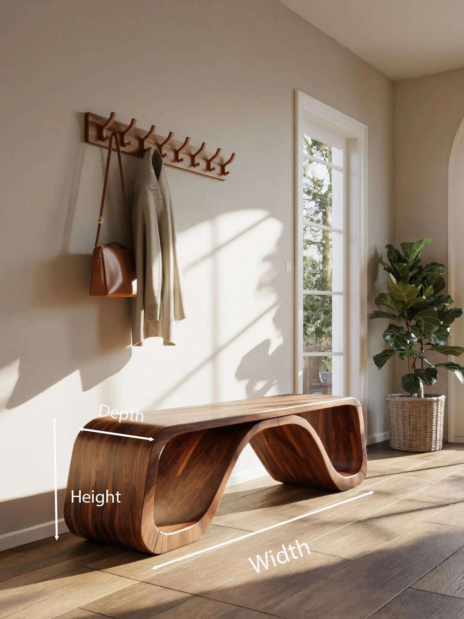 Modern Sculptural Bench With Curved Design For Hallway - view 8 of 8