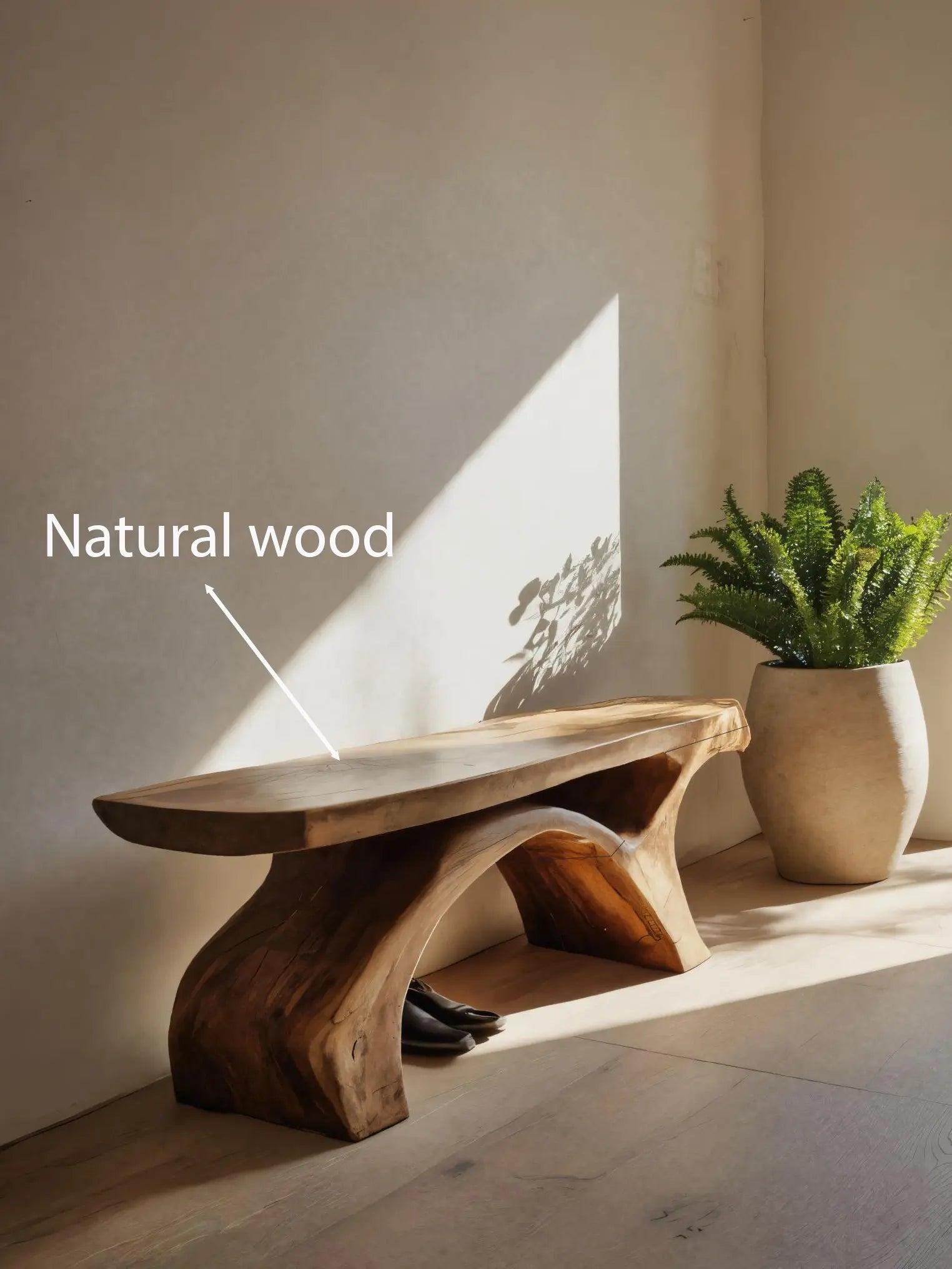 Rustic Bench With Curved Base For Living Room - view 6 of 8