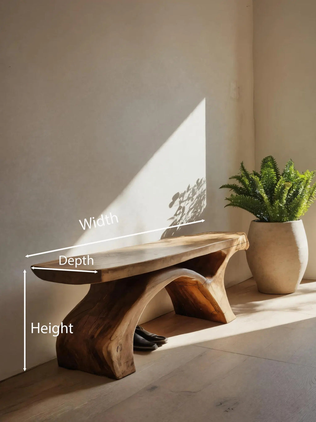 Rustic Bench With Curved Base For Living Room - view 8 of 8