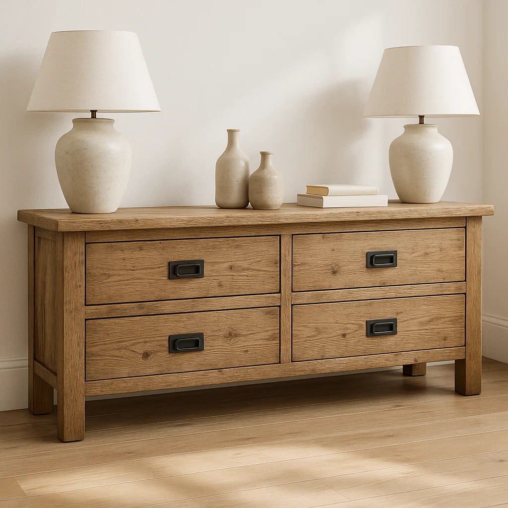 Solid Wood Console Table for Living Room with 4 Drawers and Simple Design - view 3 of 9