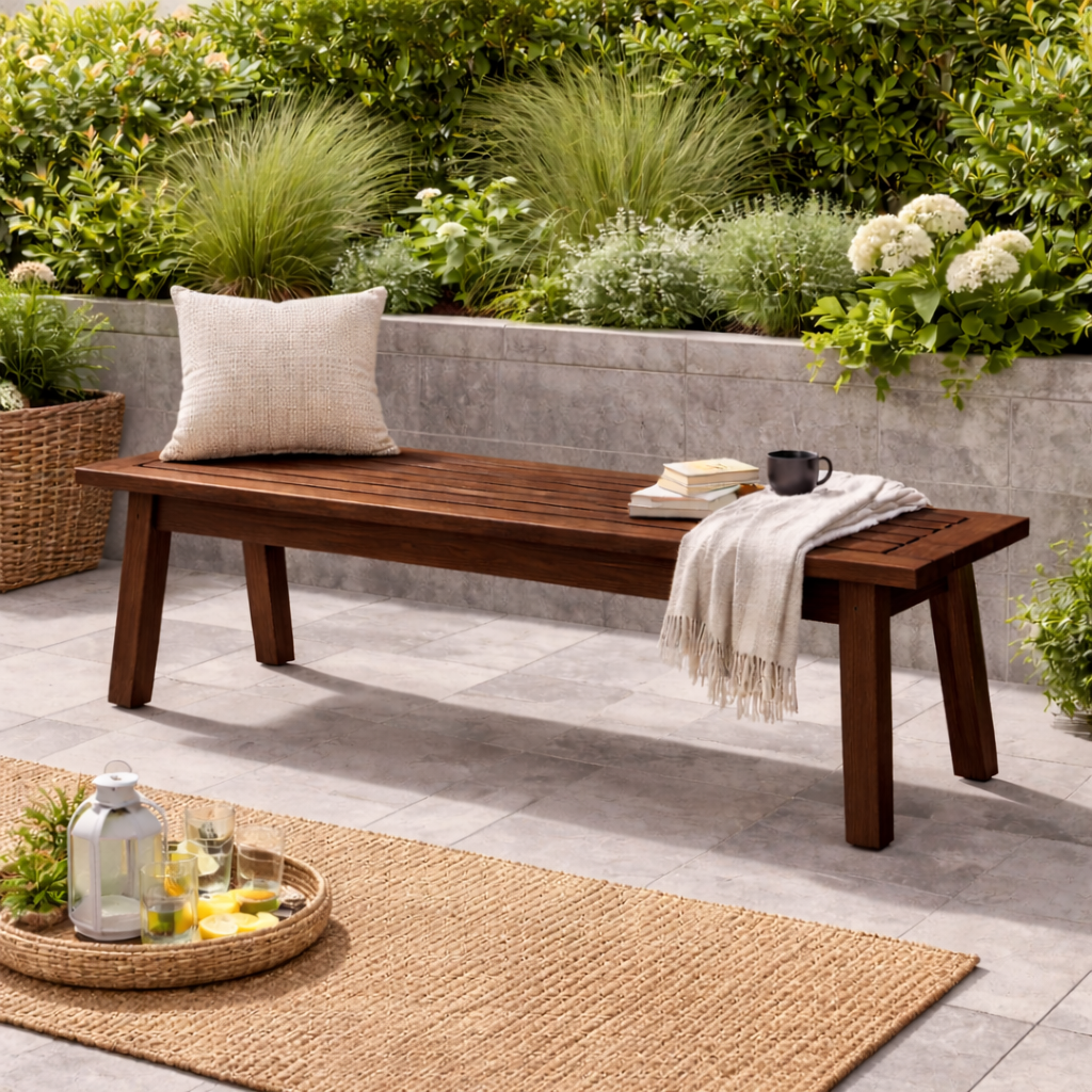 Outdoor Solid Wood Entryway Bench | Modern Patio & Garden Bench with Storage - view 2 of 7