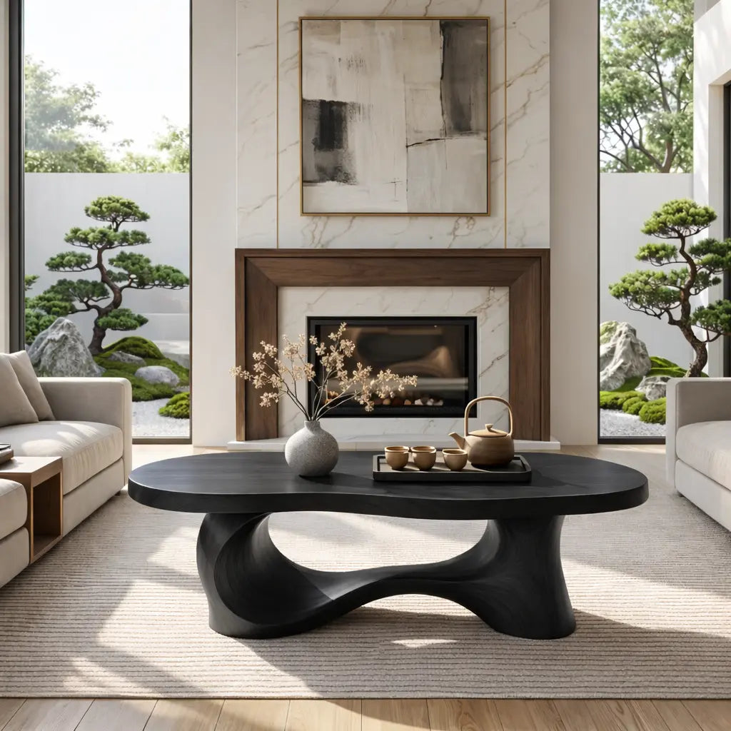 Unique Sculptural Coffee Table, Handcrafted Natural Wood Design for Living Room - view 4 of 7
