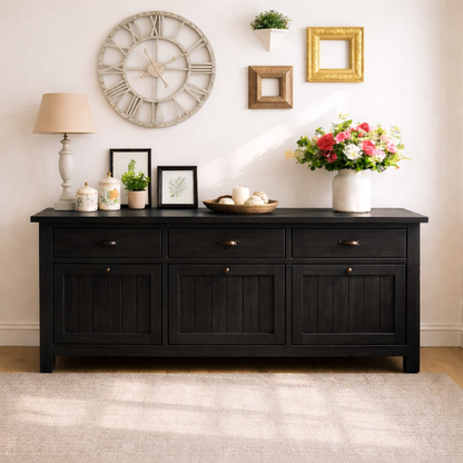 Solid Wood Sideboard Console Table with Drawers and Cabinet, Farmhouse Wood Buffet Storage Cabinet - view 7 of 7