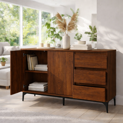 Solid Wood Sideboard Cabinet with Drawers and Shelves - view 2 of 7