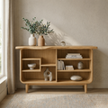 Solid Wood Console Cabinet with Open Shelves – Modern Rustic Storage Sideboard - view 1 of 7