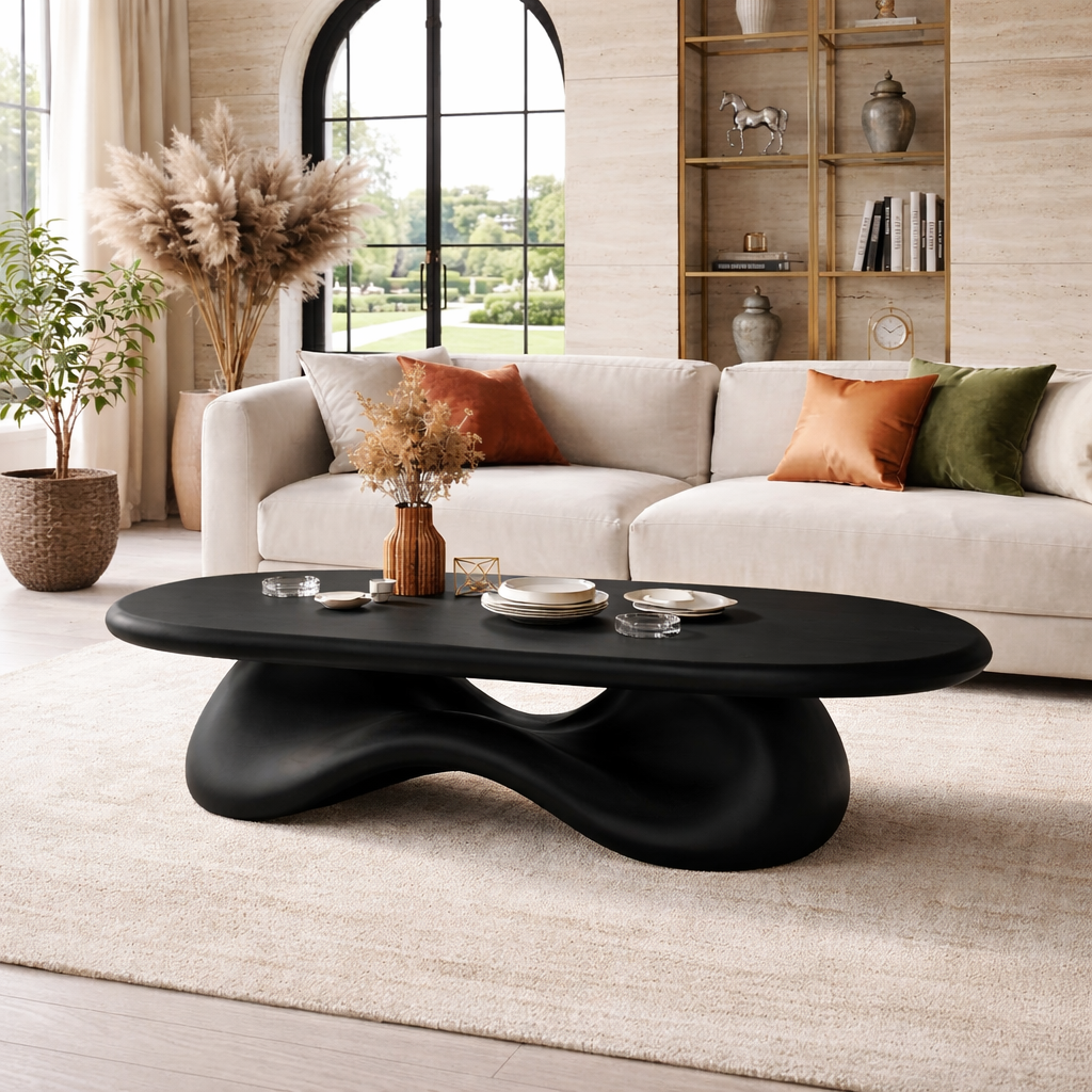 Modern Wooden Coffee Table with Elegant Curved Design - view 4 of 7
