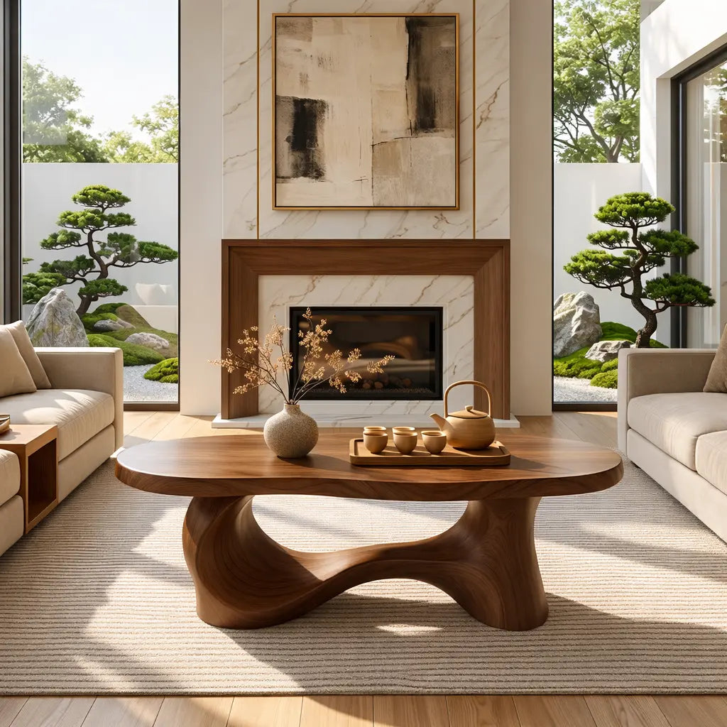 Unique Sculptural Coffee Table, Handcrafted Natural Wood Design for Living Room - view 2 of 7