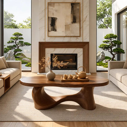 Unique Sculptural Coffee Table, Handcrafted Natural Wood Design for Living Room - view 2 of 7