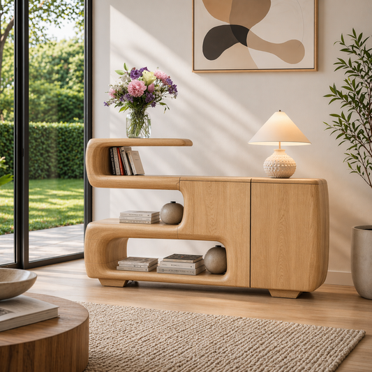 Solid Wood Console Sideboard – Sculptural Modern Storage Cabinet - view 1 of 7