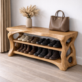 Solid Wood Entryway Bench with Shoe Storage Shelf – Rustic Natural Wood Shoe Rack - view 1 of 7