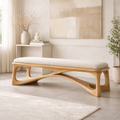 Modern Upholstered Wooden Entryway Bench, Sculptural Hallway Seating for Luxury Homes - view 1 of 7