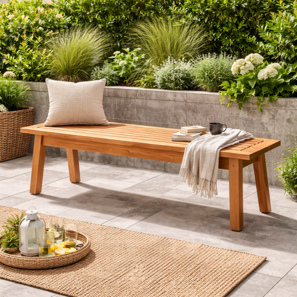 Outdoor Solid Wood Entryway Bench | Modern Patio & Garden Bench with Storage - view 1 of 7