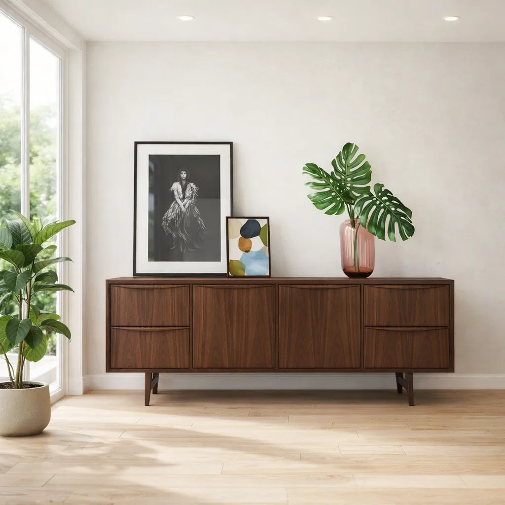 Mid Century Modern Sideboard Cabinet with Drawers – Sleek Storage Console - view 2 of 7