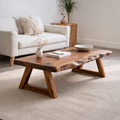 Handcrafted Live Edge Wood Coffee Table – Solid Wood Rustic Center Table - view 1 of 7
