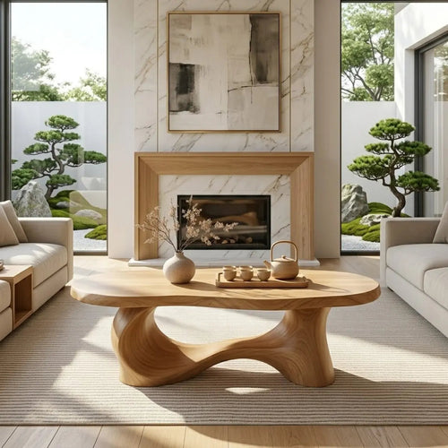 Unique Sculptural Coffee Table, Handcrafted Natural Wood Design for Living Room - view 1 of 7
