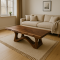 Modern Wooden Coffee Table with Curved Base – Solid Wood Living Room Center Table - view 1 of 7