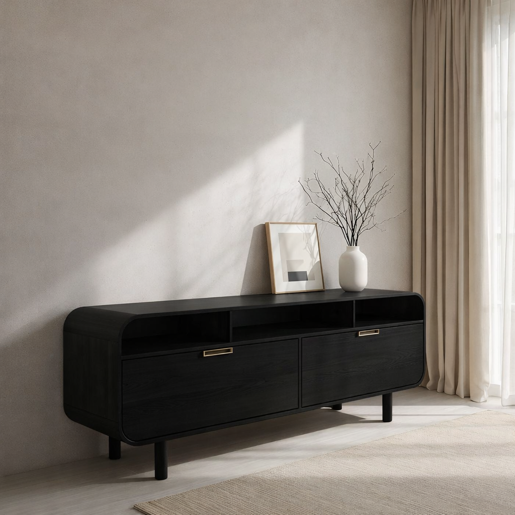 Minimalist Solid Wood Console Cabinet with Open Shelving – Modern Storage Solution - view 4 of 7